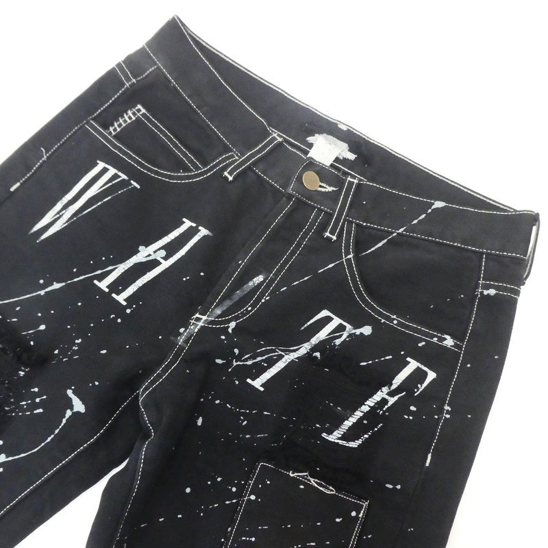 【中古】OFF-WHITE | オフホワイト リペア加工ブラックデニム デニムパンツ ブラック