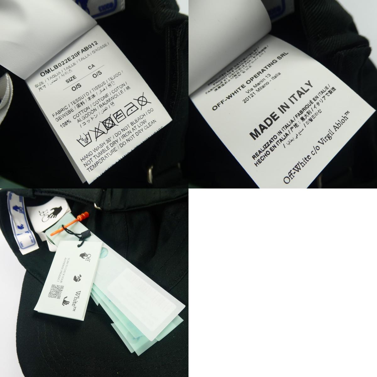 【中古】OFF-WHITE | オフホワイト BOOKISH OW BASIC BASEBALL キャップ OMLB022E20FAB012 ブラック