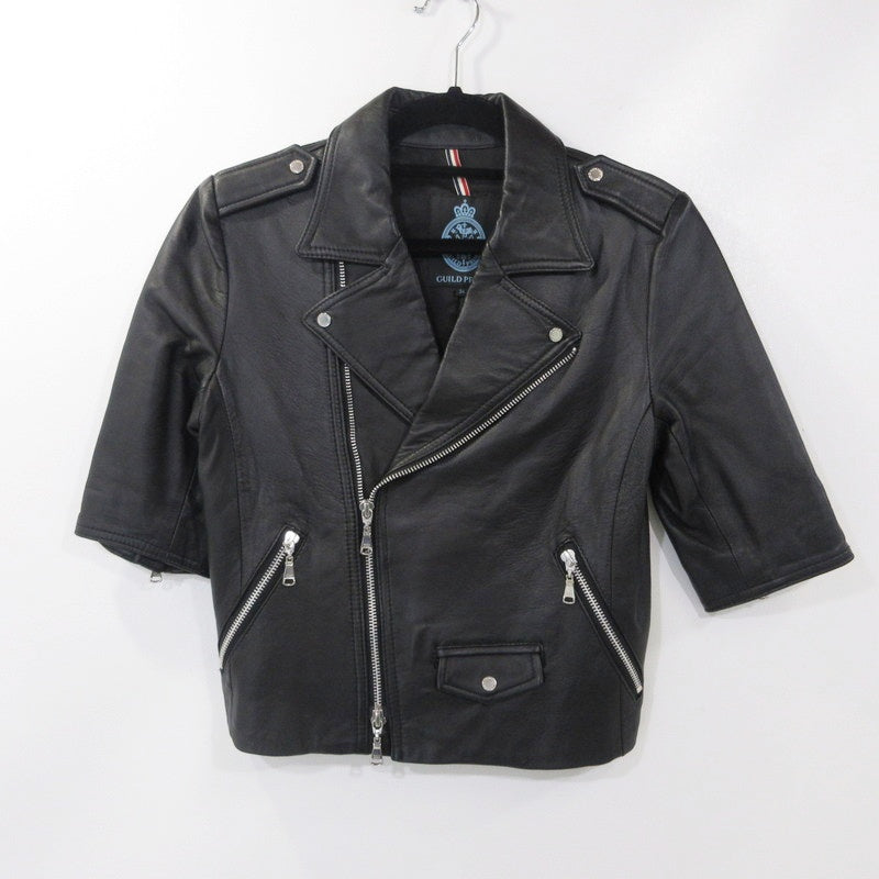 【中古】GUILD PRIME | ギルドプライム S/Sダブルレザーライダース レザー 72F76-506-09 ブラック サイズ:34