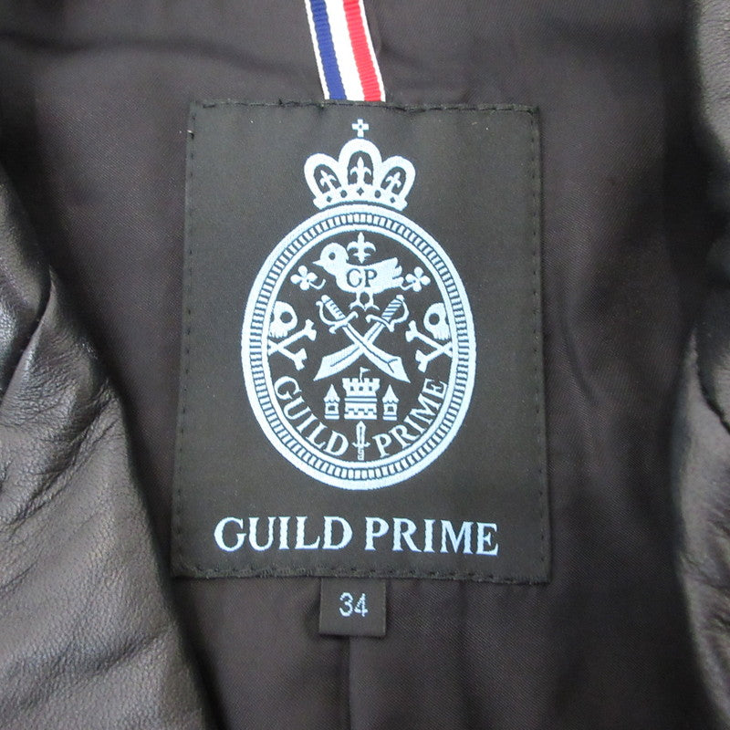 【中古】GUILD PRIME | ギルドプライム S/Sダブルレザーライダース レザー 72F76-506-09 ブラック サイズ:34