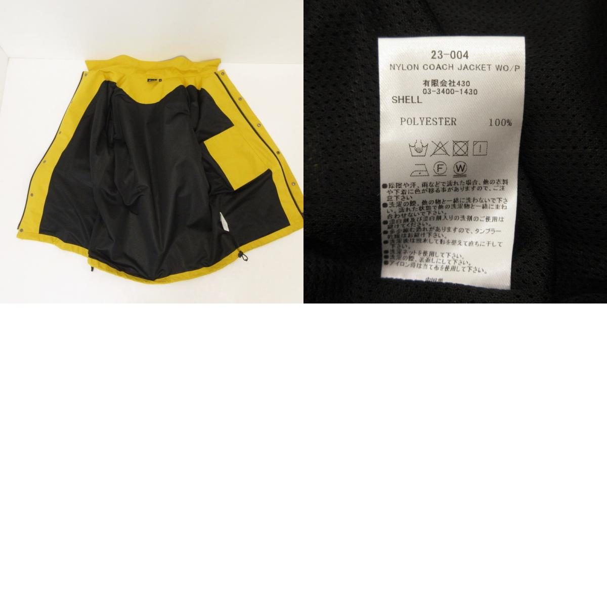【中古】430 - FOURTHIRTY - | フォーサーティー NYLON COACH JACKET WD/P その他アウター 23-004 イエロー サイズ:2
