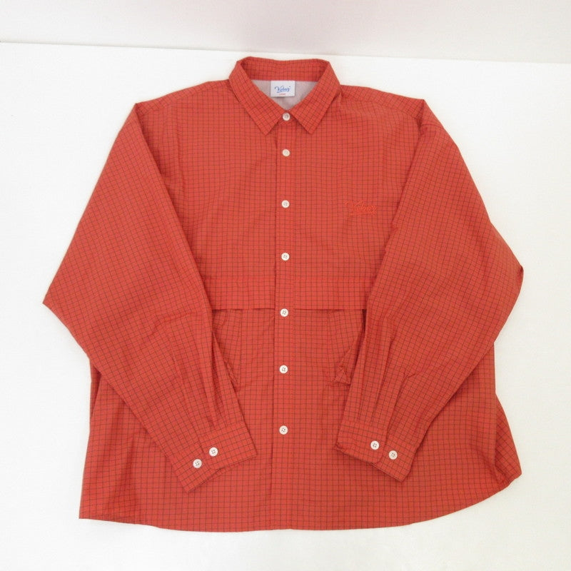 【中古】KEBOZ | ケボズ GRID CHECK BALL SHIRT 長袖シャツ レッド サイズ:L