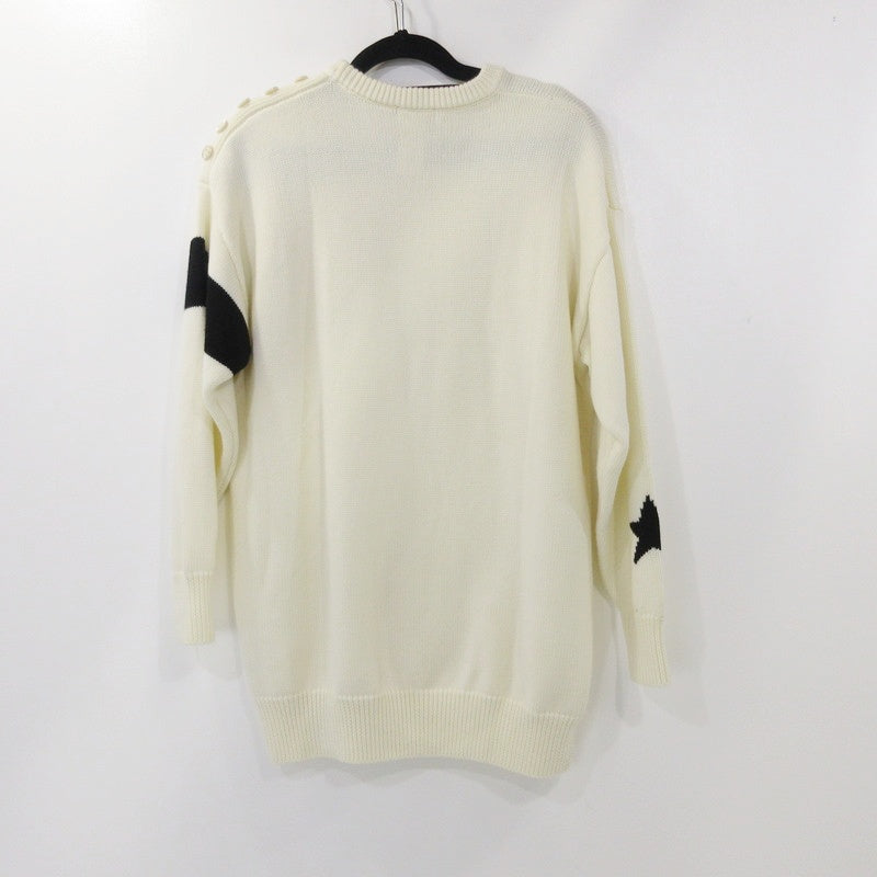 【中古】DOUBLE STANDARD CLOTHING | ダブルスタンダードクロージング レタードショルダーボタンニット セーター 0209-080-204 ホワイト サイズ:36