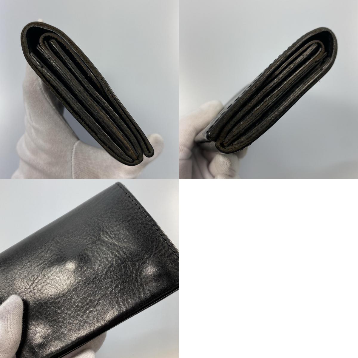 Compact gusseted bifold wallet, long wallet GS-15 Black Size: M