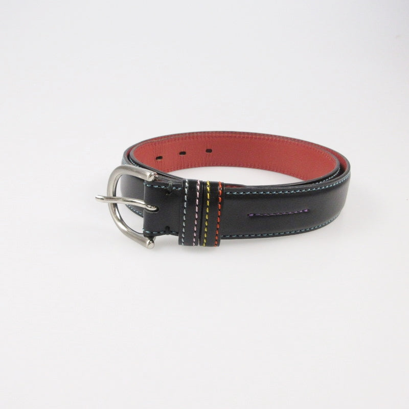 【中古】Paul Smith | ポール・スミス マルチカラーステッチレザー ベルト 110706 ブラック サイズ:M