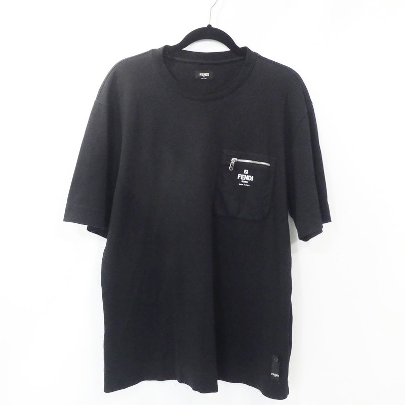 【中古】FENDI | フェンディ Logo Cotton T-Shirt 半袖Tシャツ FY0936 ARYR ブラック サイズ:L