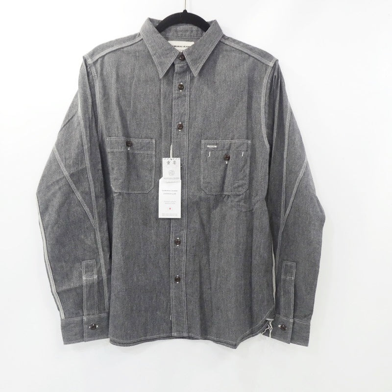 【中古】SAMURAI JEANS | サムライジーンズ 撚り杢セルビッチシャンブレーシャツ 長袖シャツ SJCBS23 グレー サイズ:L
