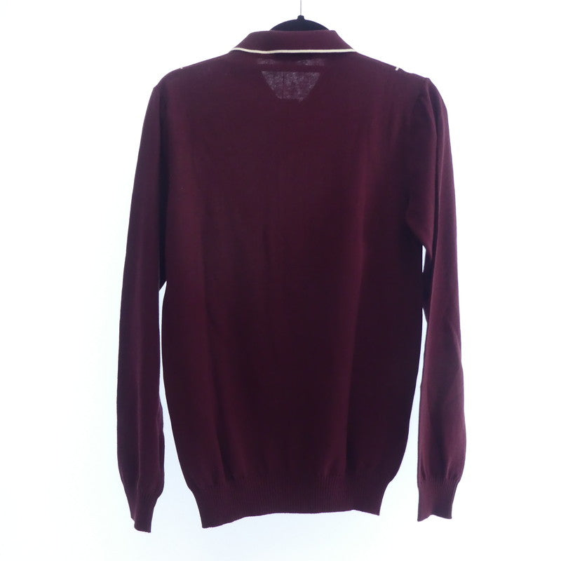 【中古】FRED PERRY | フレッドペリー Vertical Stripe Knitted Shirt ポロシャツ K9305 ボルドー/バーガンディー サイズ:36
