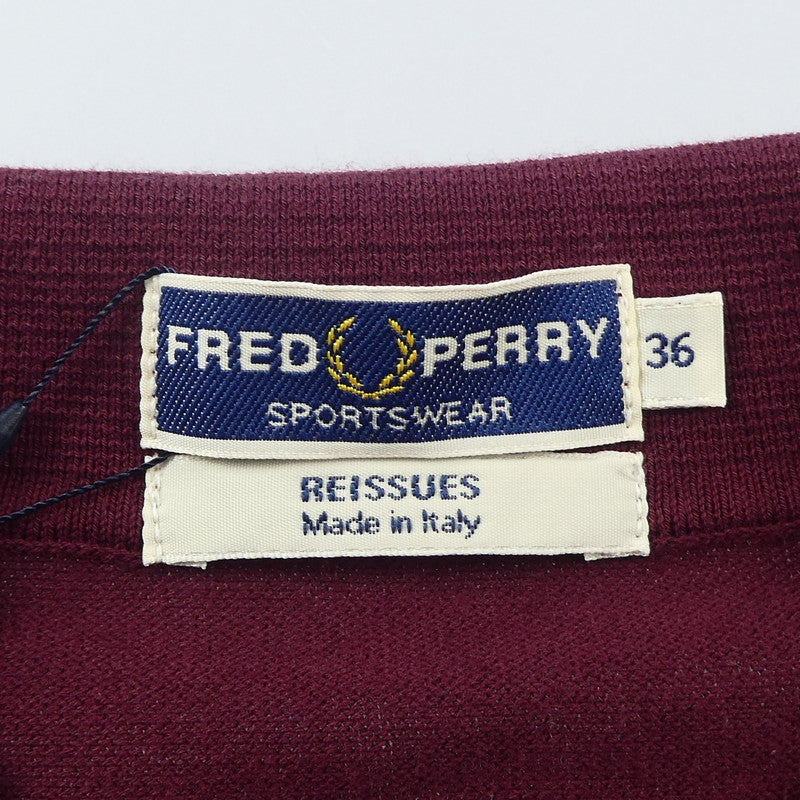 【中古】FRED PERRY | フレッドペリー Vertical Stripe Knitted Shirt ポロシャツ K9305 ボルドー/バーガンディー サイズ:36