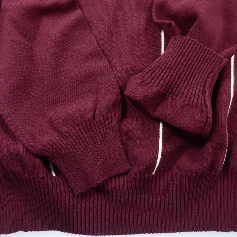 【中古】FRED PERRY | フレッドペリー Vertical Stripe Knitted Shirt ポロシャツ K9305 ボルドー/バーガンディー サイズ:36
