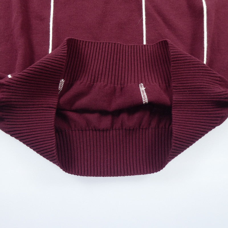 【中古】FRED PERRY | フレッドペリー Vertical Stripe Knitted Shirt ポロシャツ K9305 ボルドー/バーガンディー サイズ:36