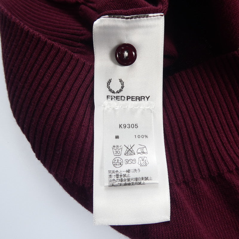 【中古】FRED PERRY | フレッドペリー Vertical Stripe Knitted Shirt ポロシャツ K9305 ボルドー/バーガンディー サイズ:36