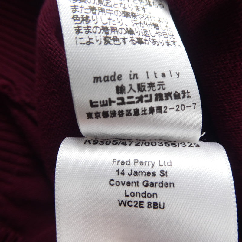 【中古】FRED PERRY | フレッドペリー Vertical Stripe Knitted Shirt ポロシャツ K9305 ボルドー/バーガンディー サイズ:36