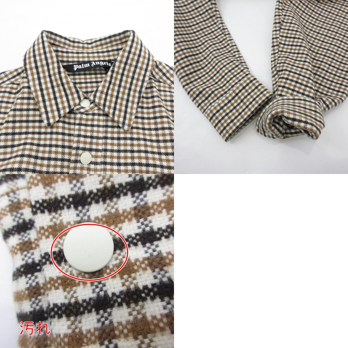 【中古】Palm Angels | パームエンジェルス スナップボタンマイクロチェックサハラオーバーシャツ 長袖シャツ PMES012F23FAB0046010 2023A/W サイズ:48