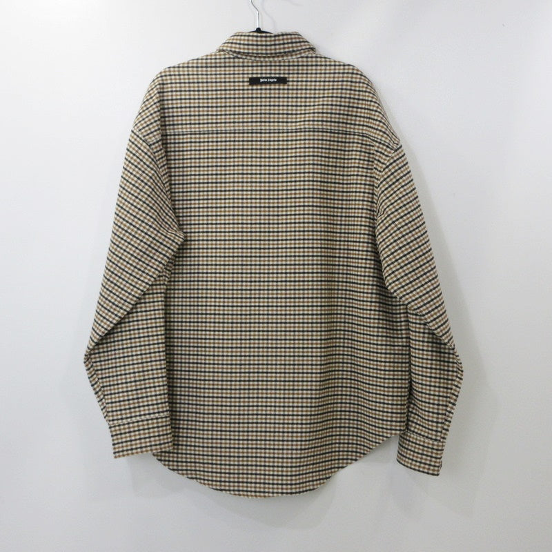 【中古】Palm Angels | パームエンジェルス スナップボタンマイクロチェックサハラオーバーシャツ 長袖シャツ PMES012F23FAB0046010 2023A/W サイズ:48