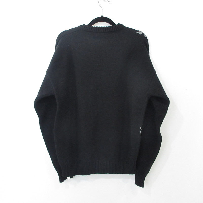 【中古】OFF-WHITE | オフホワイト OW LOGO ALLOVER KNIT CREWNECK セーター OMHE095F21KNI001 ブラック サイズ:S