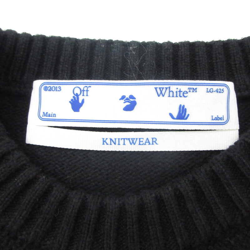 【中古】OFF-WHITE | オフホワイト OW LOGO ALLOVER KNIT CREWNECK セーター OMHE095F21KNI001 ブラック サイズ:S