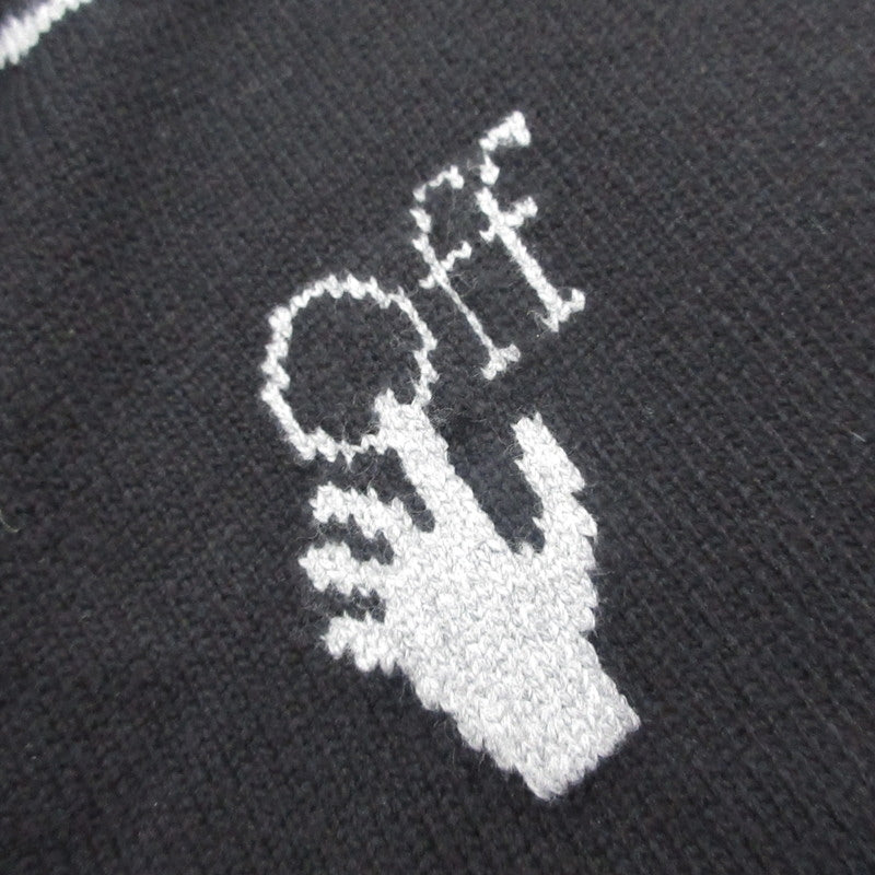 【中古】OFF-WHITE | オフホワイト OW LOGO ALLOVER KNIT CREWNECK セーター OMHE095F21KNI001 ブラック サイズ:S