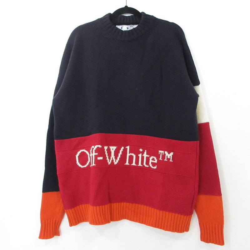 【中古】OFF-WHITE | オフホワイト COLOR BLOCK KNIT CREWNECK セーター OMHE048E20KNI001 マルチカラー サイズ:XS