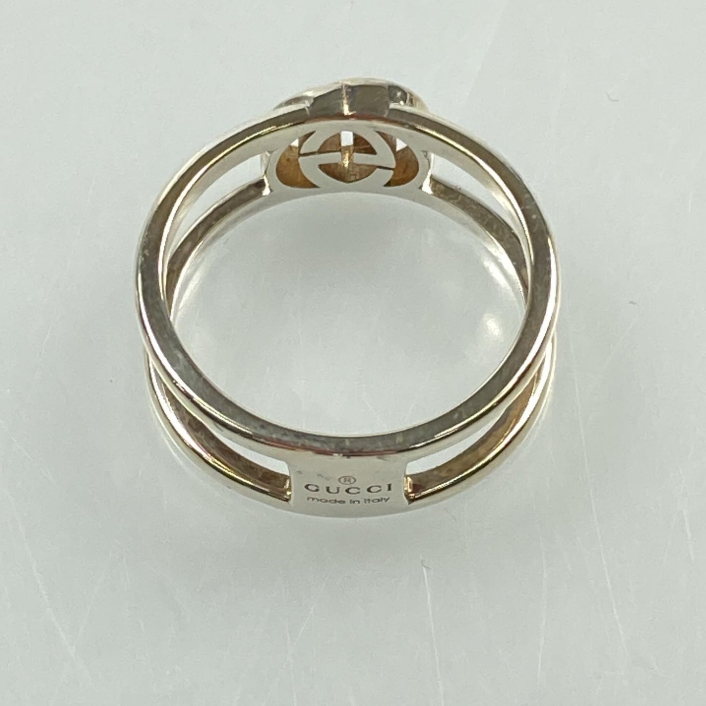 【中古】GUCCI | グッチ インターロッキングGスリムオープンバンド リング・指輪 298036