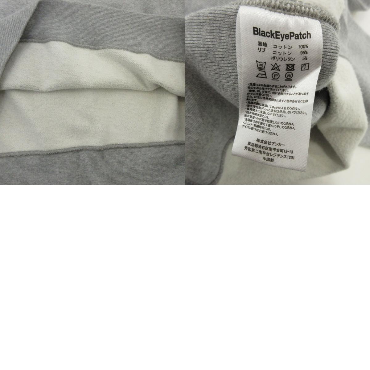 【中古】BlackEyePatch | ブラックアイパッチ HANDLE WITH CARE CREW SWEAT スウェット グレー サイズ:L