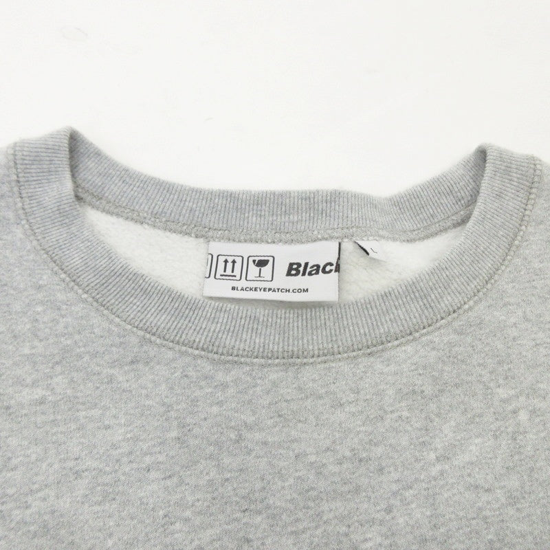 【中古】BlackEyePatch | ブラックアイパッチ HANDLE WITH CARE CREW SWEAT スウェット グレー サイズ:L