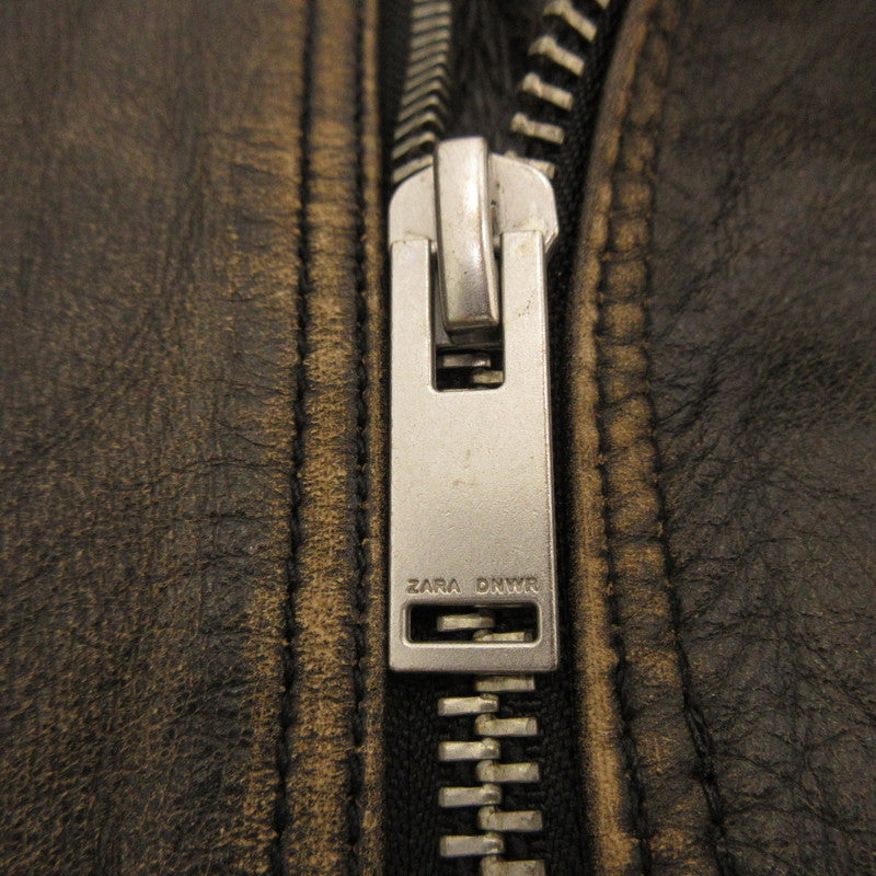 【中古】ZARA | ザラ ヴィンテージ加工レザーダブルライダース レザー 5388/301/700 ブラウン サイズ:M