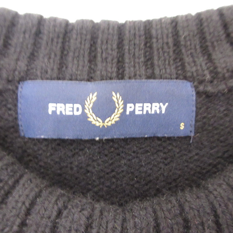 【中古】FRED PERRY | フレッドペリー TARTAN PANEL SWEATER セーター K4569/102 ブラック サイズ:S