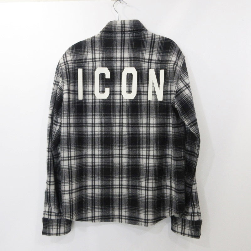 【中古】DSQUARED2 | ディースクエアード ICON オンブレチェックウールシャツ 長袖シャツ S79DL0036 ブラック サイズ:44