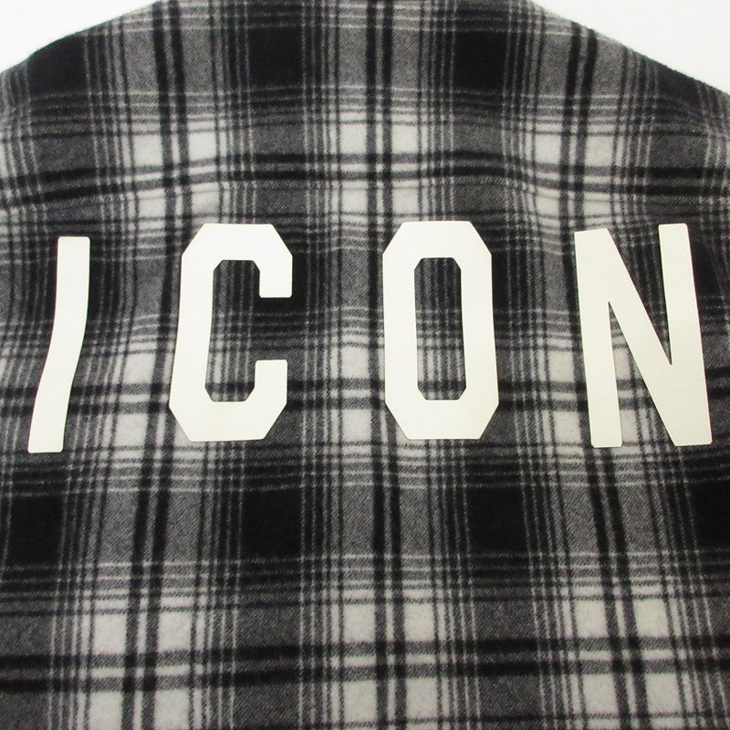 【中古】DSQUARED2 | ディースクエアード ICON オンブレチェックウールシャツ 長袖シャツ S79DL0036 ブラック サイズ:44