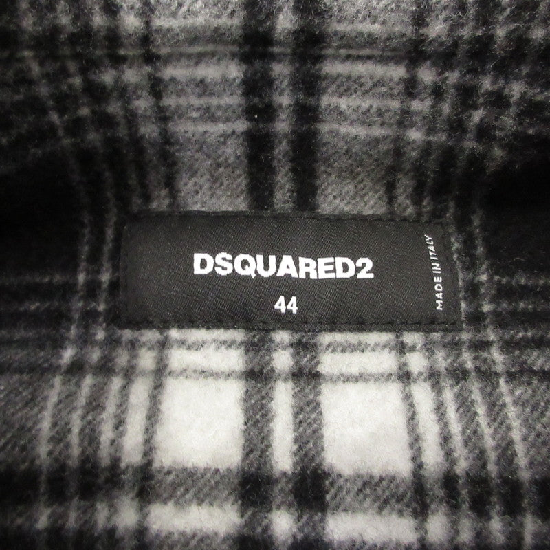 【中古】DSQUARED2 | ディースクエアード ICON オンブレチェックウールシャツ 長袖シャツ S79DL0036 ブラック サイズ:44