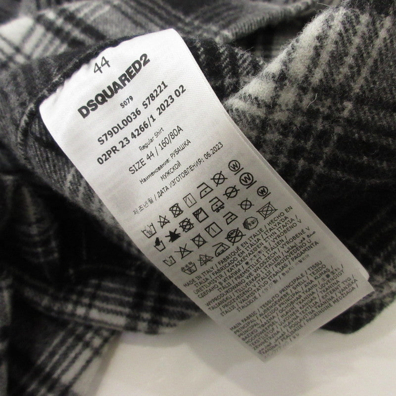 【中古】DSQUARED2 | ディースクエアード ICON オンブレチェックウールシャツ 長袖シャツ S79DL0036 ブラック サイズ:44