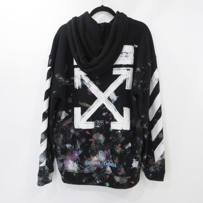 【中古】OFF-WHITE | オフホワイト Diag Galaxy Brushed Over Hoodie パーカー OMBB009G20FLE001 ブラック サイズ:XS