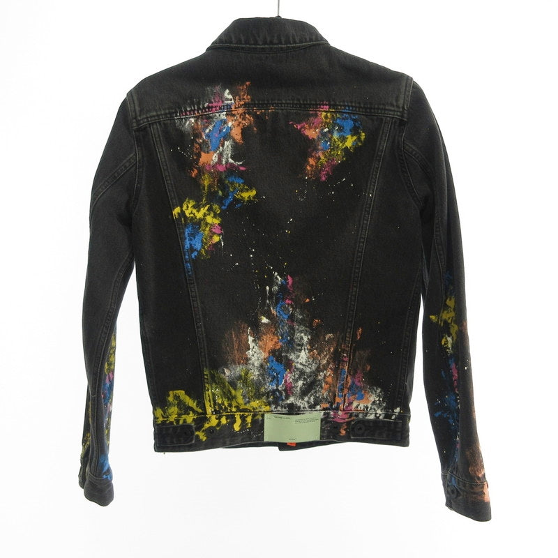 【中古】OFF-WHITE | オフホワイト Vintage Wash Denim Jacket デニム OMYE005F18166141 並行品ユーズド加工 ブラック サイズ:XS