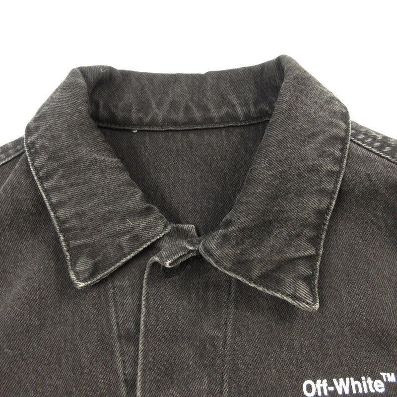 【中古】OFF-WHITE | オフホワイト Vintage Wash Denim Jacket デニム OMYE005F18166141 並行品ユーズド加工 ブラック サイズ:XS