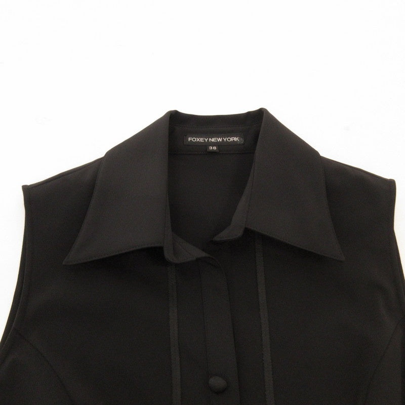 【中古】FOXEY | フォクシー ノースリーブロングシャツOP ワンピース 21265-ACRAG202 ブラック サイズ:38