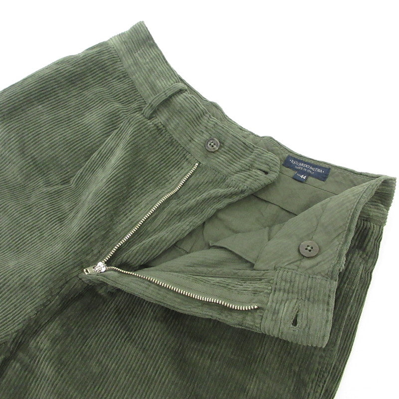 【中古】RICCARDO METHA | リカルドメサ 1TUCK WIDE PANTS 8walle CORDUROY SOLID パンツ RM212CD14011 オリーブ サイズ:44