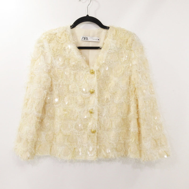 【中古】ZARA | ザラ スパンコール その他アウター 2424/156/733 ベージュ サイズ:M