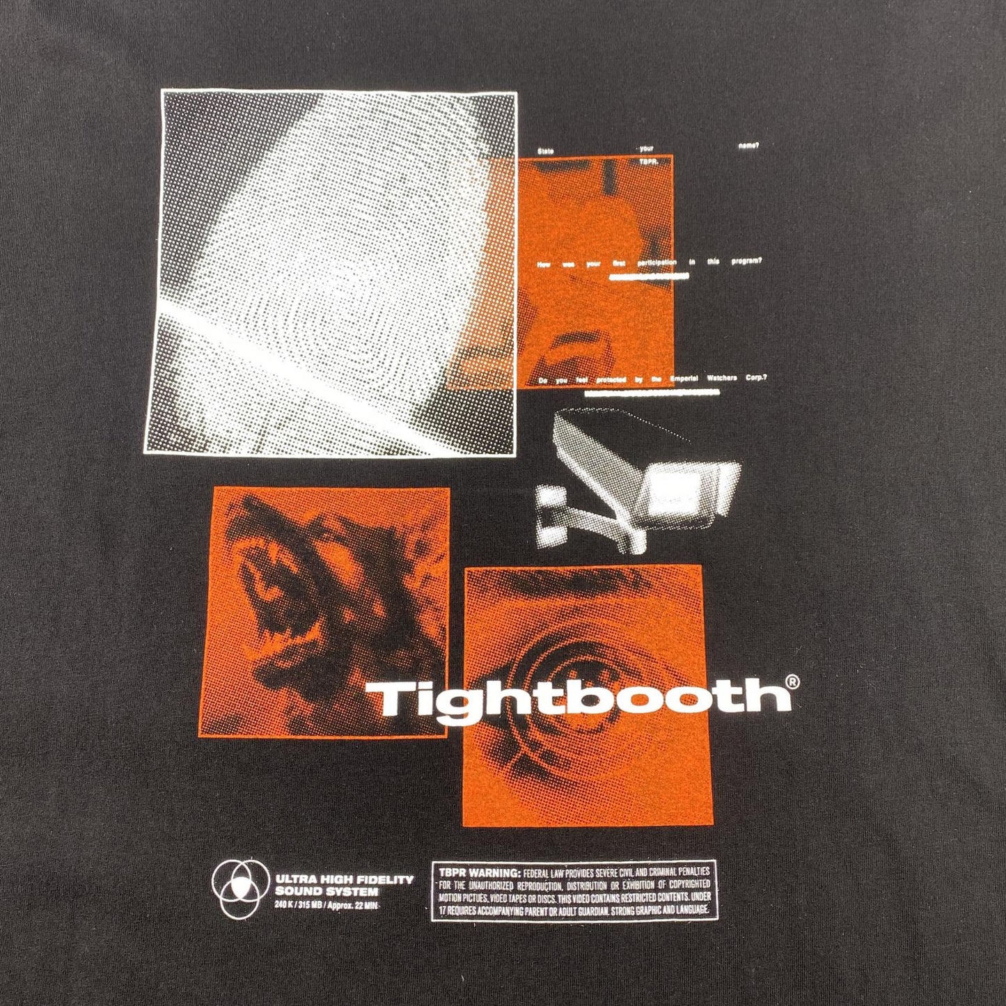【中古】TIGHTBOOTH PRODUCTION | タイトブースプロダクション WARNING T-SHIRT 半袖Tシャツ ブラック サイズ:L
