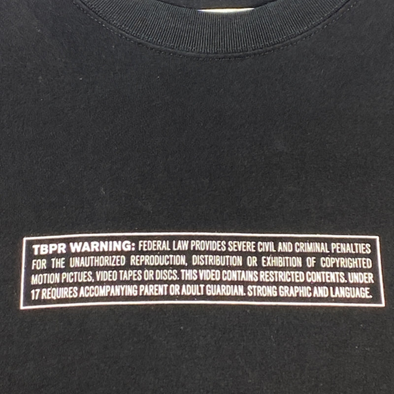 【中古】TIGHTBOOTH PRODUCTION | タイトブースプロダクション WARNING T-SHIRT 半袖Tシャツ ブラック サイズ:L