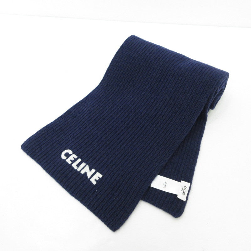 【中古】CELINE | セリーヌ CELINEパッチリブ編みウール マフラー 2AH34423P ネイビー