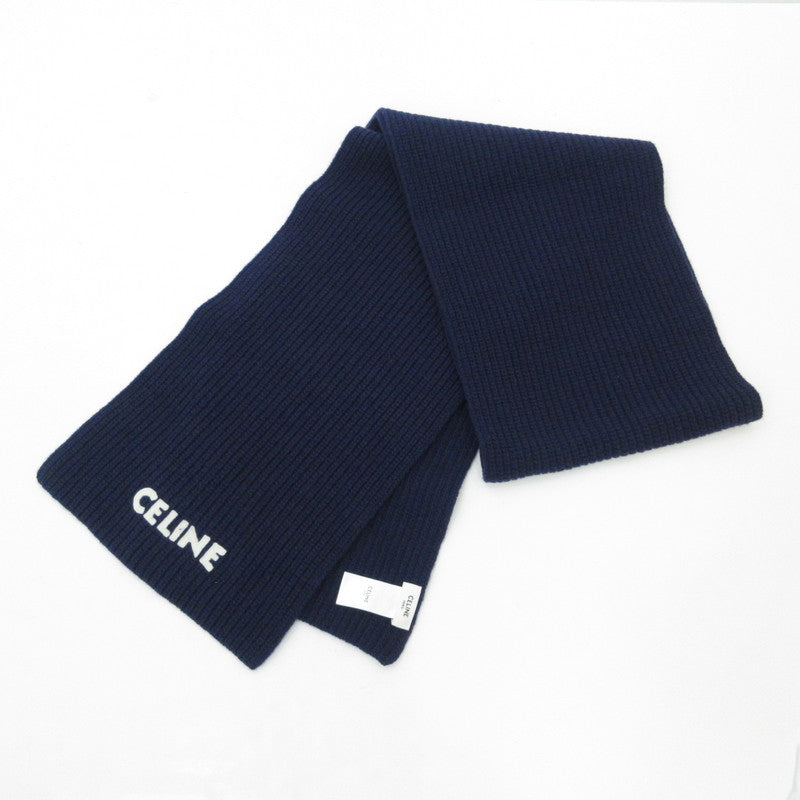 【中古】CELINE | セリーヌ CELINEパッチリブ編みウール マフラー 2AH34423P ネイビー