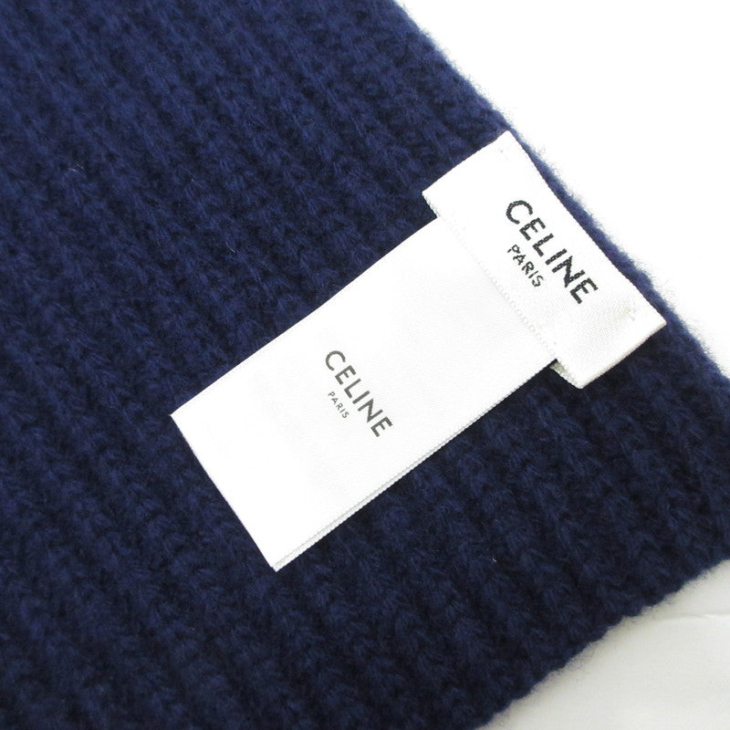 【中古】CELINE | セリーヌ CELINEパッチリブ編みウール マフラー 2AH34423P ネイビー