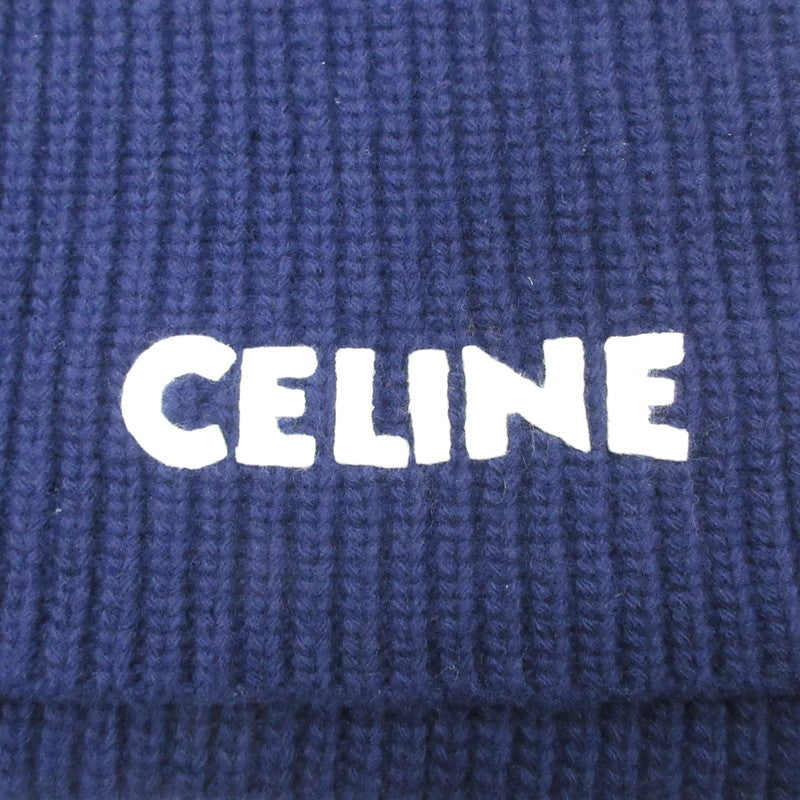 【中古】CELINE | セリーヌ CELINEパッチリブ編みウール マフラー 2AH34423P ネイビー