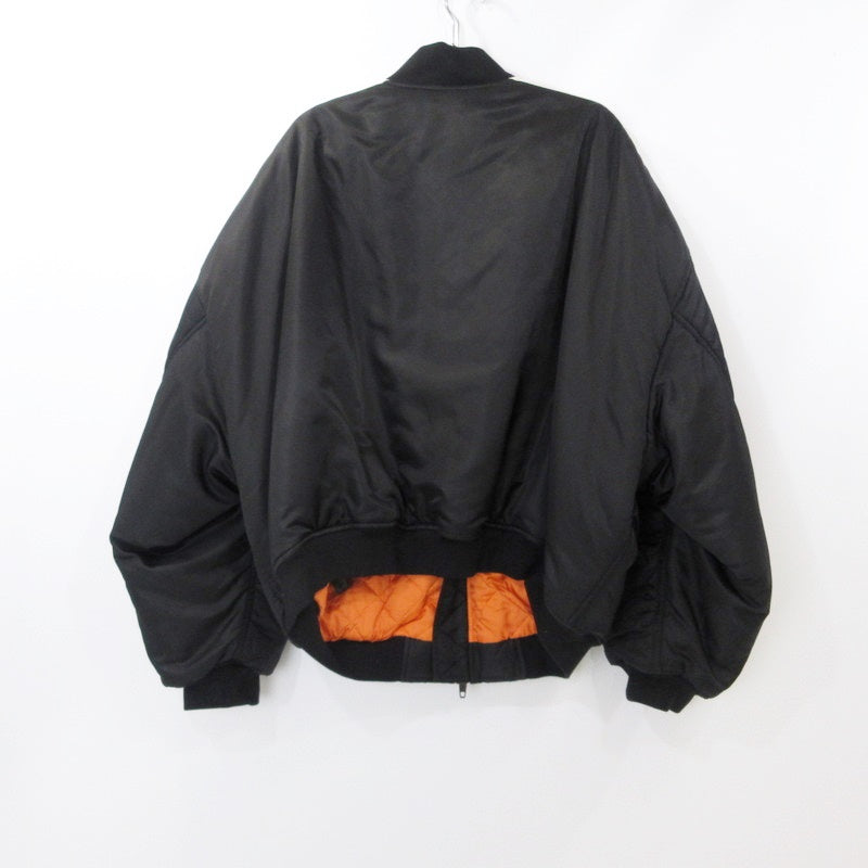 【中古】BALENCIAGA | バレンシアガ SIDE LINE BOMBER JACKET ミリタリーコート 725335 TN027 ブラック サイズ:44