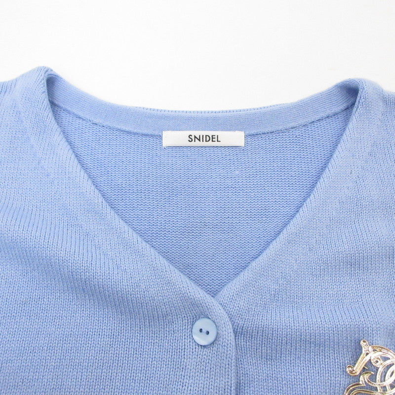 【中古】snidel | スナイデル ブローチ付きショートカーディガン カーディガン SWNT244240 ライトブルー