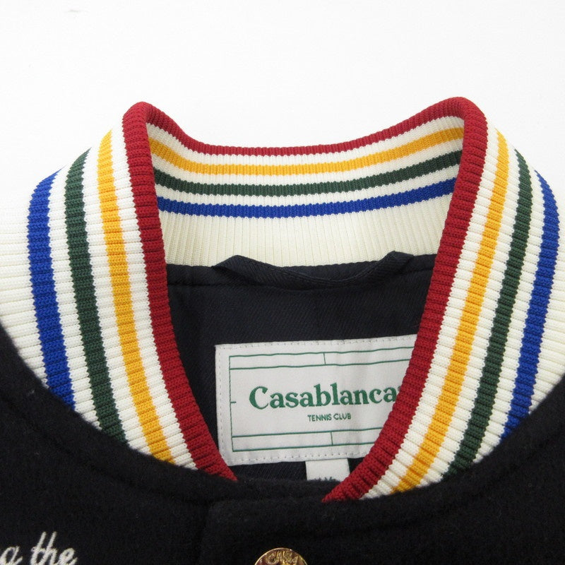 【中古】CASABLANCA | カサブランカ Chenille Embroidered Patchwork Bomber Jacket スタジャン MF24-0T-131-0 - サイズ:M