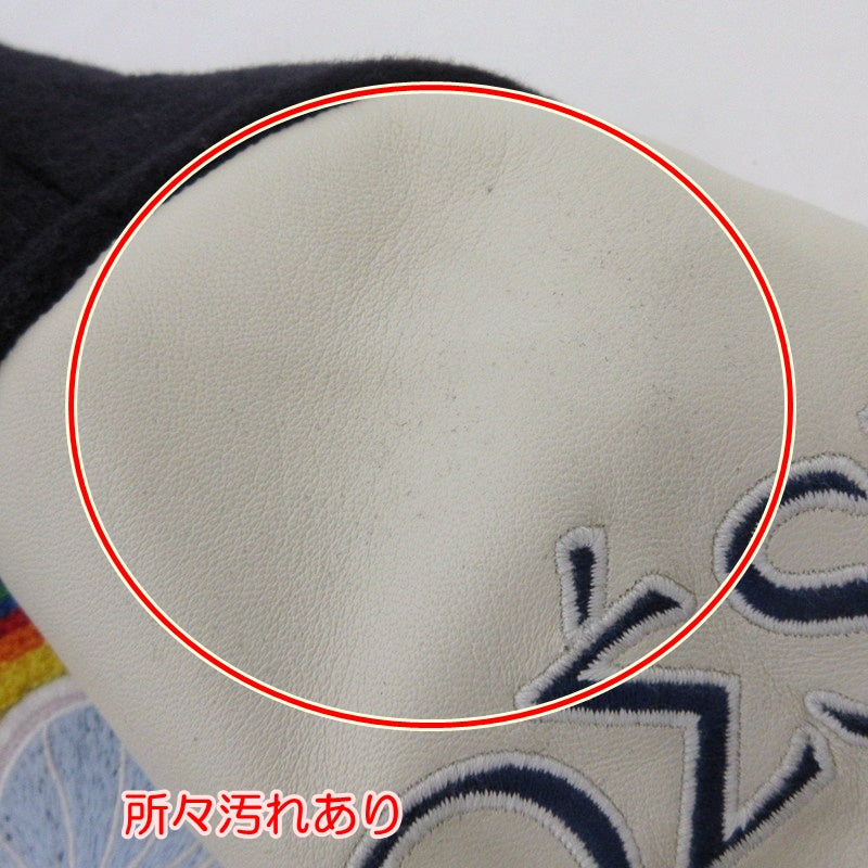 【中古】CASABLANCA | カサブランカ Chenille Embroidered Patchwork Bomber Jacket スタジャン MF24-0T-131-0 - サイズ:M
