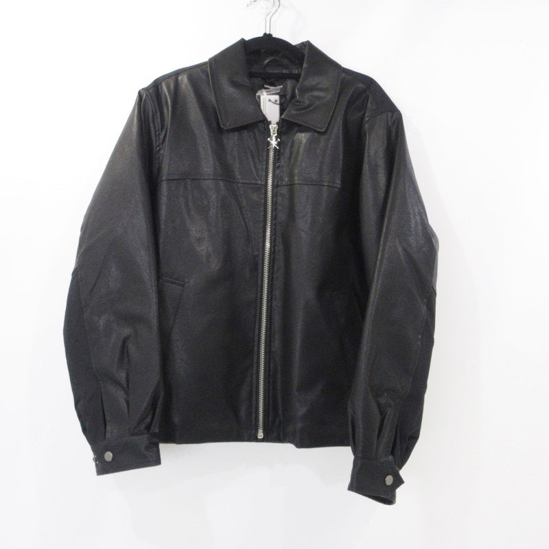 【中古】UNKNOWN LONDON | アンノウンロンドン JEWEL SKELETON LEATHER JACKET レザー ブラック サイズ:M