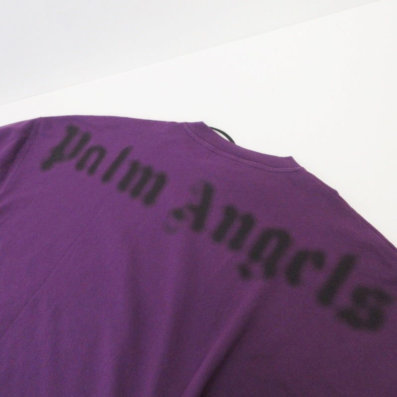 【中古】Palm Angels | パームエンジェルス BLURRY LOGO OVER TEE L/S 長袖Tシャツ PMAB001F21JER001 パープル サイズ:M